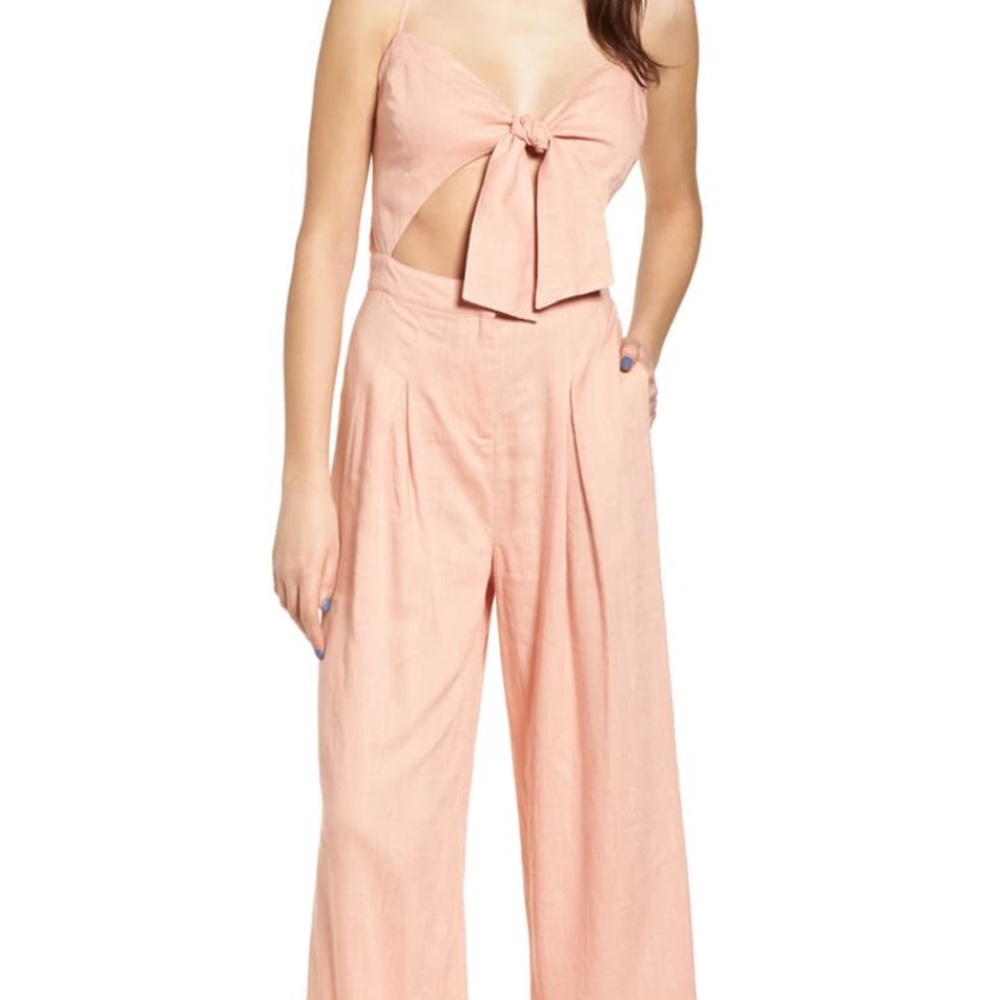 Moon River Tie Front Jumpsuit